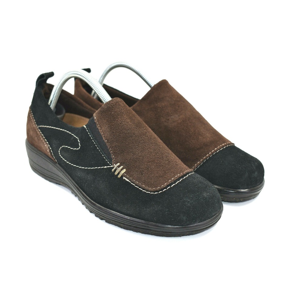 Martino Women's Dark Brown Suede Comfort Slip On Loafer Shoes Made In Canada 8.5